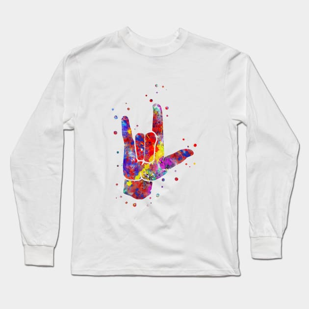 I love you ASL sign language Long Sleeve T-Shirt by RosaliArt